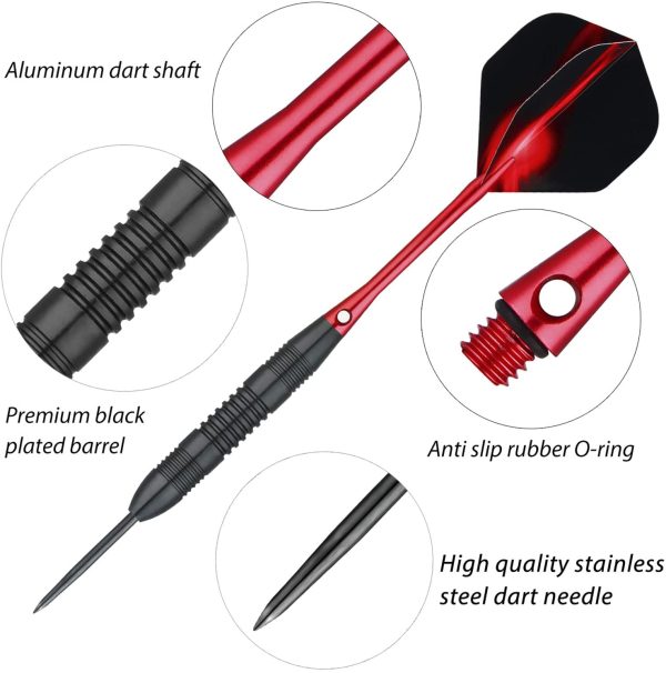 CENTAUR 12 Pack Steel Tip Darts, Professional 22 Grams Metal Dart Set with 4 Color Premium  and 4 Style PET Flights and Dart Case, Silver & Black?? - Image 3