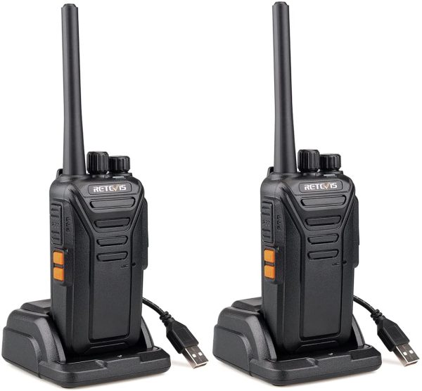 Retevis RT27 Walkie Talkies, Walkie Talkie Rechargeable with USB Charging Base, PMR446 License-free, 16 Channels, VOX, Walkie Talkies Long Distance, Two Way Radio for Biking, Camping (2 Pack, Black) - Image 4