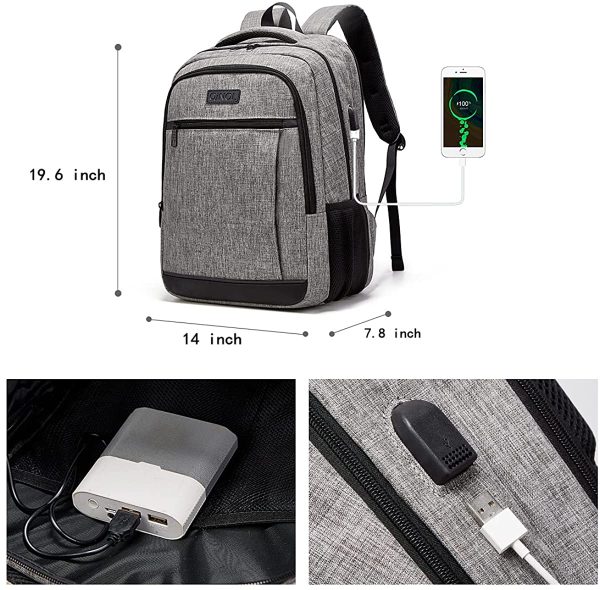 QINOL Travel Laptop Backpack Anti-Theft Business Work Backpacks Bag With Usb Charging Port, Durable Water Resistant 15.6 Inch College School Computer Rucksack for Men Women