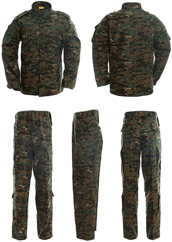 LANBAOSI Men's Tactical Jacket and Combat Trousers Set Camo Woodland Hunting ACU Military Uniform - Image 5