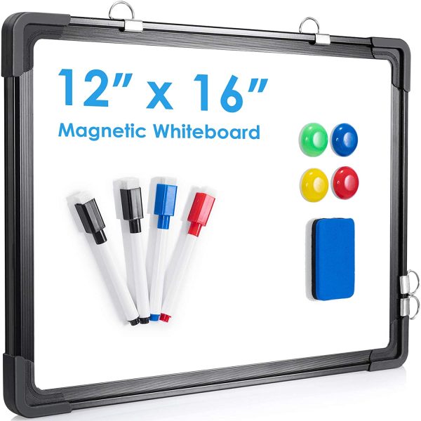 Small Dry Erase Whiteboard 40 X 30 cm Magnetic Hanging Double-Sided Whiteboard for Wall, Black - Image 9