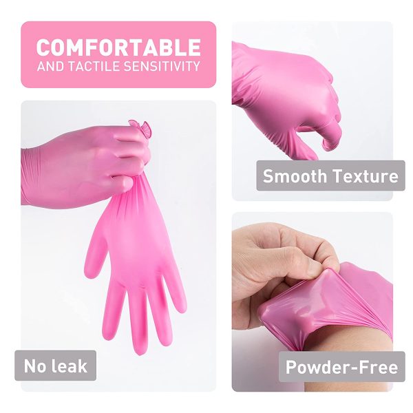 OKIAAS Pink Disposable Gloves XS|Latex-Free Vinyl Gloves for Household, Food Handling, Lab Work and More|Small,50 Counts/Box