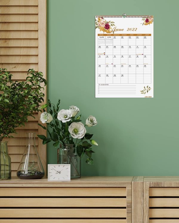 Calendar 2022 2023, 18 Monthly Wall Calendar with Thick Paper, Aesthetic Floral Family Calendar Runs Jan.2022 - Jun.2023, 43 x 30.5 cm, Calendar Family Planner with Julian Date & Large Blocks - Image 2