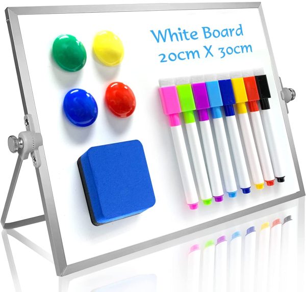 Dry Erase Whiteboard, 20 X 30 cm Small Magnetic Desktop Whiteboard with Stand, Portable Double-Sided Whiteboard Easel for Drawing in School & Home - Image 5