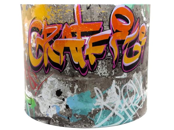 Graffiti Lampshade or Ceiling Light Shade 10 Inch Drum shade Boys Girls Teens Grafitti Urban Hip Hop Skate Park Skateboard Themed Room Bedroom Accessories