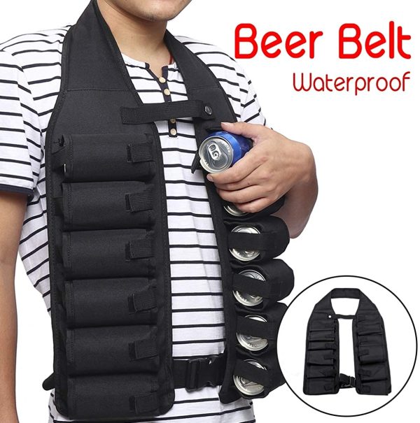 LIOOBO Beer Belt 12 Pocket Drink Vest Beverage Holder for Ouddoor Mountaineering Climbing Camping Travel (Black) - Image 2