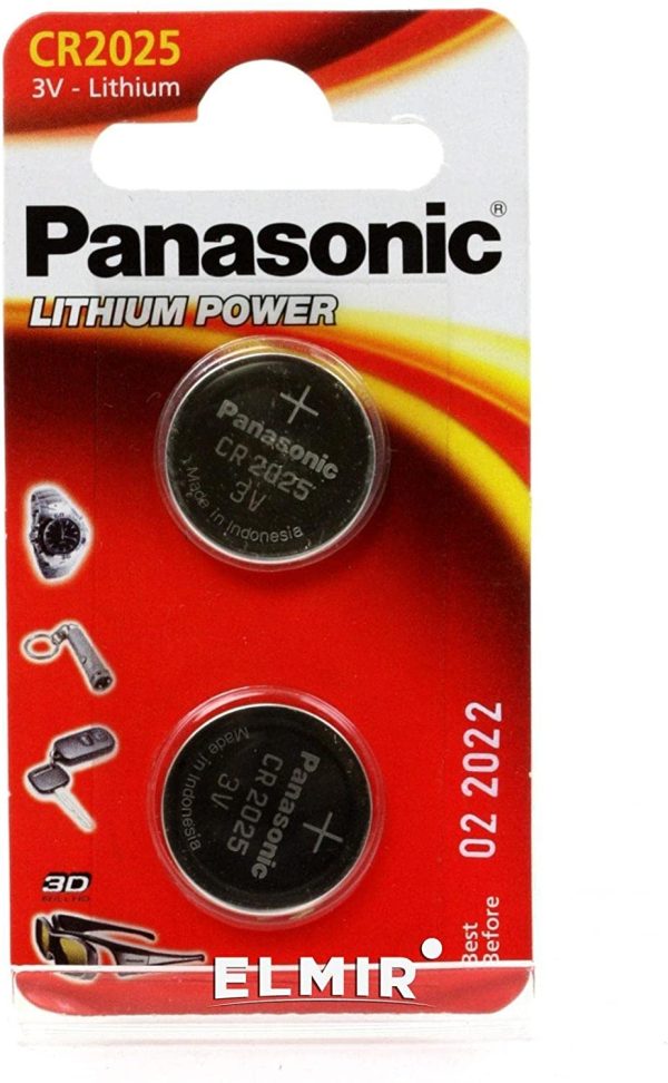 Panasonic Pack Of 2 Lithium CR2025 3V batteries Coin Cell Multi-Purpose New