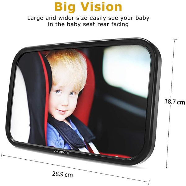 Baby Car Mirror for Back Seat, Baby Rear View Mirror for Car to See Rear Facing Infants, Babies, Kids and Child, Shatterproof, 360 ?? Rotation - Black - Image 8