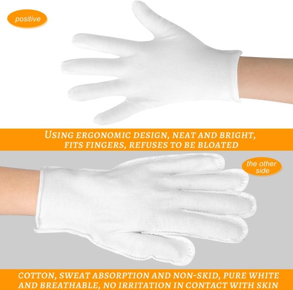 Cotton Gloves,10 Pair White Cotton Gloves for Dry Hands,Moisturzing Gloves for Eczema,Coin,Jewelry,Silver Inspection Gloves - Image 7