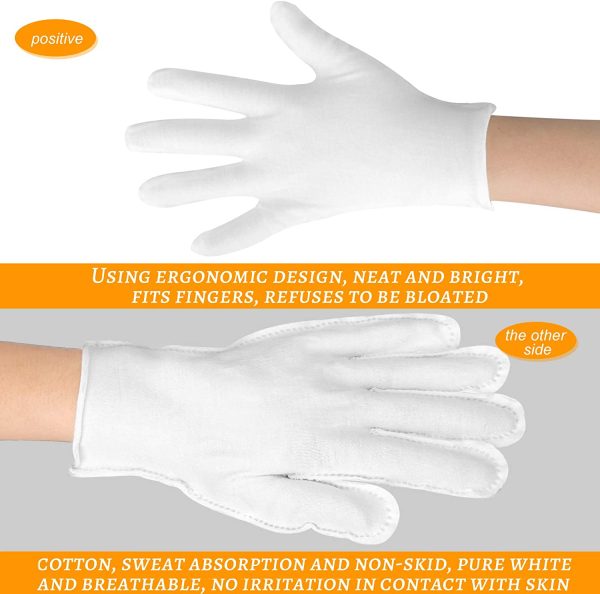 Cotton Gloves, 30 Pcs White Cotton Gloves for Eczema, Washable Shrink Resistant Cotton Gloves for Men and Women, Stretchable Breathable Cloth Gloves - Image 5