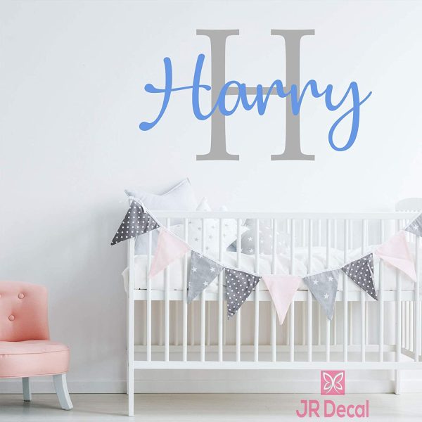 Boy name wall stickers, Custom Name initial wall sticker vinyl decal personalised boy baby nursery decor, Wall Sticker for boys, Nursery name stickers - Image 4