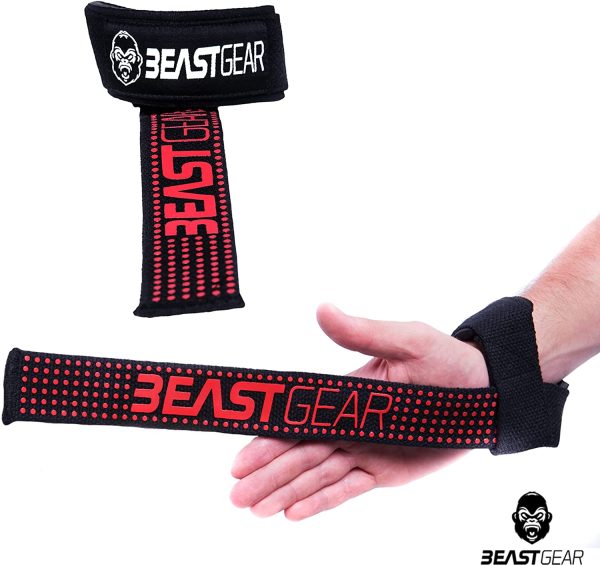 Beast Gear Weight Lifting Straps - Professional, Padded Gym Wrist Straps w/Advanced Gel Grips