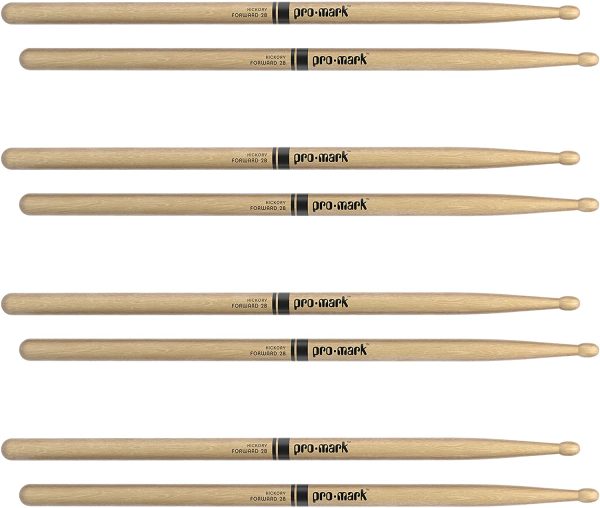 ProMark Classic Forward 2B Hickory Drumstick, Oval Wood Tip, 4-Pack