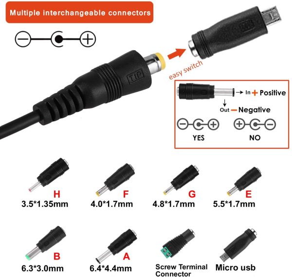 EFISH International Power Adapters Multifunctional Portable Power Transformers (Included USB),AC Supply Adapter 100-240V to DC 3V/4.5V/5V/6V/7.5V/9V/12V-MAX 2A (2000mA)+8 Different Plugs - Image 2