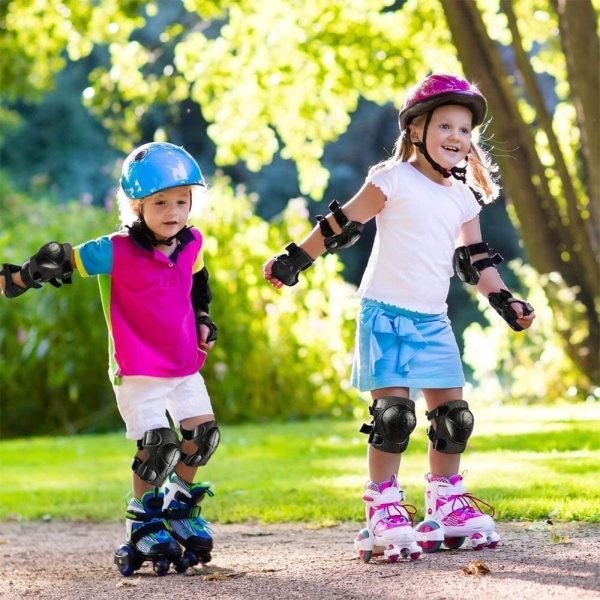 Kids Sports Protective Gear Set,6PCS Wrist Guard Knee Elbow Pads for Children Protection Skateboard Inline Roller Skating Biking Riding Scooter