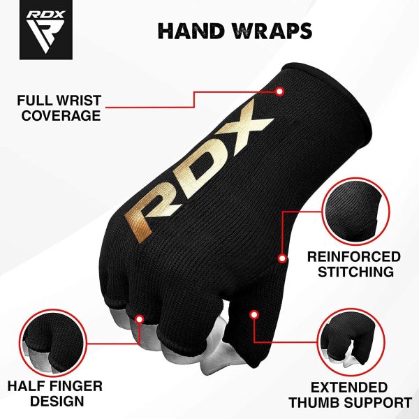 RDX Boxing Hand Wraps Inner Gloves for Punching - Half Finger Elasticated Bandages under Mitts Fist Protection - Great for MMA, Muay Thai, Kickboxing, Martial Arts Training & Combat Sports - Image 7