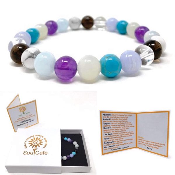 Calm Emotions Power Bead Bracelet - Healing Crystal Gemstone Bracelet - Stress Relief Bracelet - Gift Box and Information Tag - Image 6