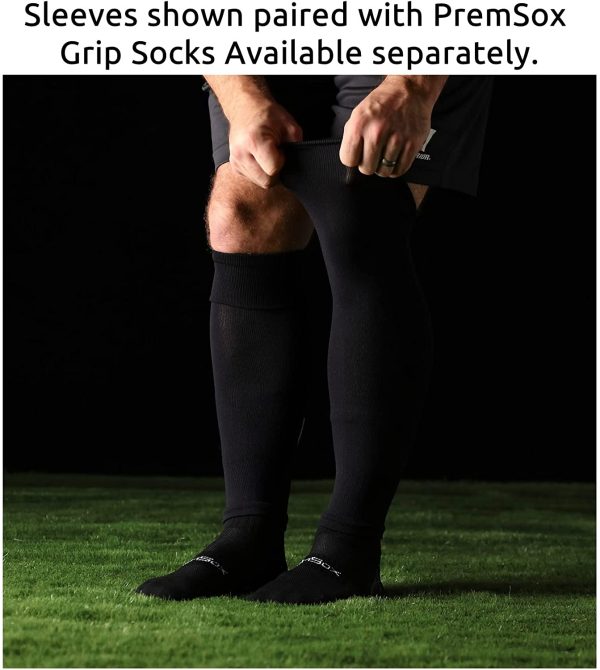 PremSox Football Sock Sleeves - Pair Our Grip Socks, Team Leg Sock Sleeve Fits Over Shin Pads - White, Black, Red, Blue, Green, Yellow, Orange, Sky, Navy - Image 3