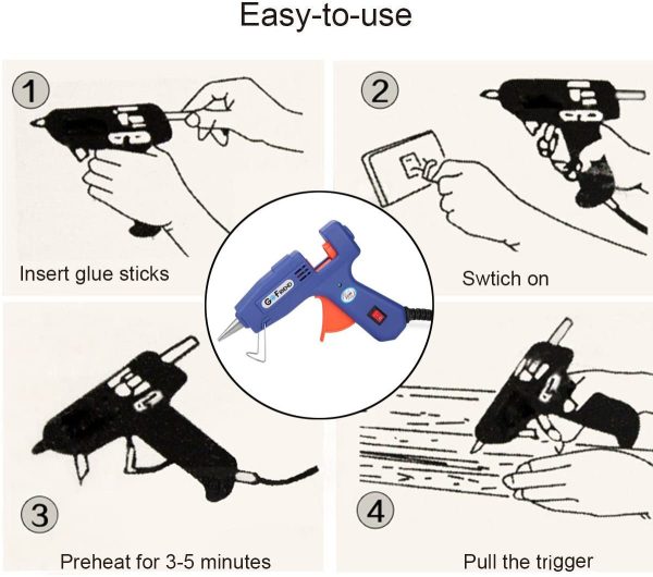 Mini Hot Melt Glue Gun,  20W Electric Glue Gun with 80pcs Melt Glue Sticks(0.27 *5.9 inches) Heating DIY Craft Repair Kit - Image 7