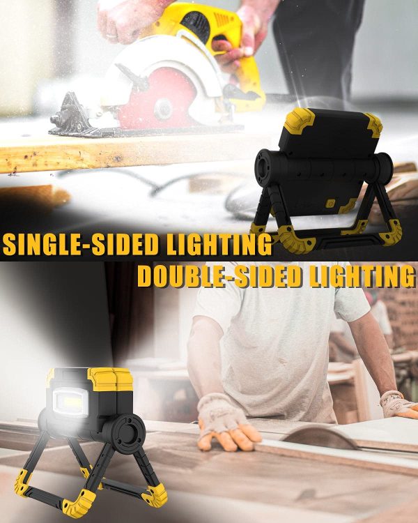 Trongle LED Work Lights, 1400LM 2 COB USB Rechargeable Flood Lights LED Light with Waterproof Nightlight Longer Working Hour Camping Lights Outdoor Security Light for Yard, Emergency, Fishing, Hiking - Image 5