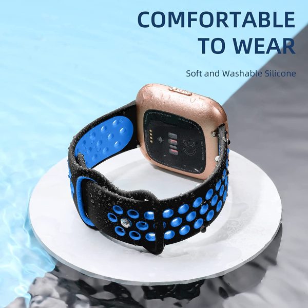 Dirrelo Strap Compatible with Fitbit Versa 2 Strap/Fitbit Versa Strap, Double Color Soft Silicone Wristband, Sport Breathable Replacement Strap for Fitbit Versa Lite/Versa/Versa 2, Small Large - Image 6