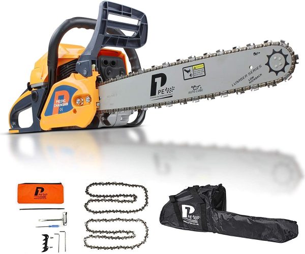 P1PE 62cc Petrol Chainsaw, 2 Year Year Warranty, 20-Inch Cutting Bar, 2 Chains, Carry Bag, Chain File & Fuel Mixing Bottle, Chainsaw Petrol, 2 Stoke Chainsaw, Multi-Tool Kit, Wood Saw, Tree Saw - Image 2