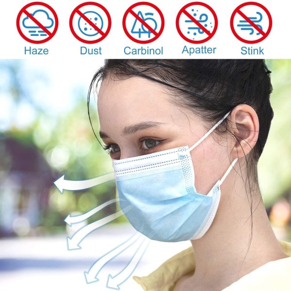 Face Masks-PACK of 100 | EXTRA VALUE-3 Layer Disposable Face Mask with Soft and Adjustable Ear Loop| Dustproof-Breathable | Comfortable, Protective and Suitable Face Covering For Sensitive Skin-(100) - Image 7