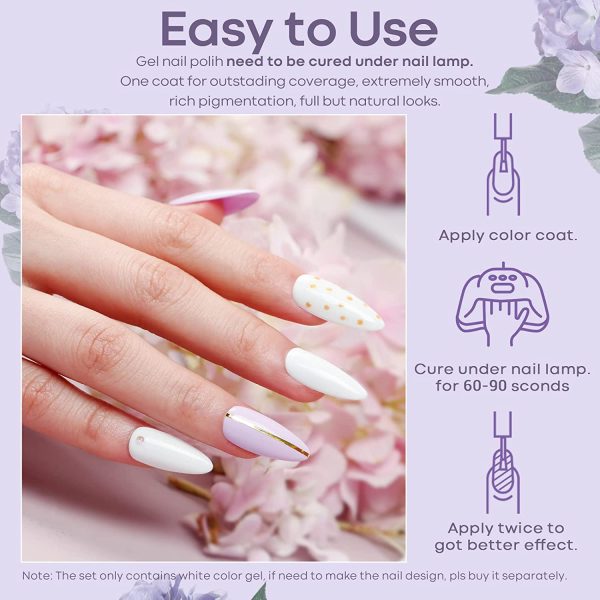 Modelones White Gel Polish, 15ml 1Pc Soak Off Gel Nail Polish for U V/LED Nail Lamp Long Lasting French Manicure Nail Gel Varnish, High Glossy, Smooth, Chip Resistant, Salon & Home Use Nail Art DIY - Image 4