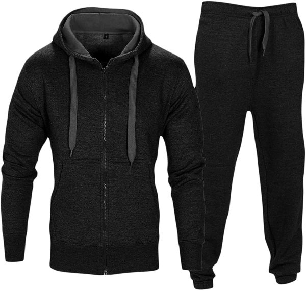 Love My Fashions? Men??s Tracksuit Contrast Cord Set Fleece Zip Hoodie Top Bottoms Jogging Joggers Gym Casual Exercise Running Sport Sweat Suit Pants Plus Sizes - Image 3