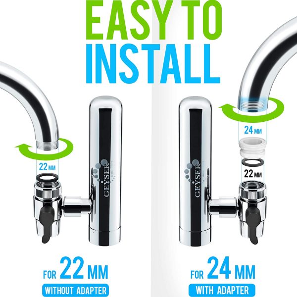 Geyser Euro - Water Filter for Kitchen tap, Water Purifier with Unique Material Aragon, Long-Lasting Mount Faucet Filter with Switch, Water Purification System, Water Filtration - Image 7