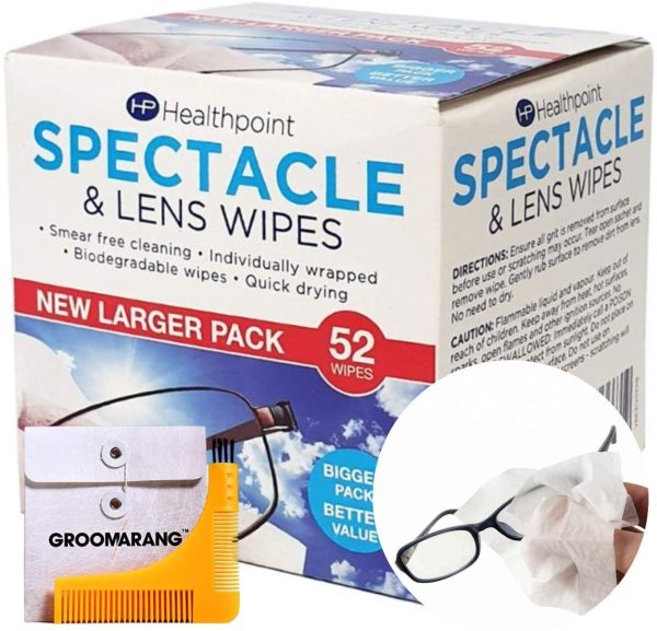 Healthpoint Glasses Wipes - 312 Individually Wrapped Lens Wipes - Also Suitable for Cameras, Binoculars & Smartphone Screens (6 Extra Value Packs of 52 = 312 Wipes) Plus Groomarang! - Image 8