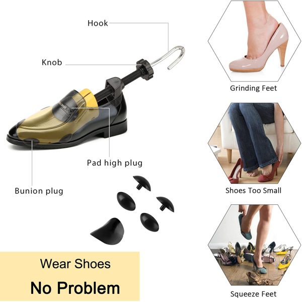 Halcent Pair of Two-Way Shoe Stretcher Kit Plastic & Metal Shoe Stretchers Expander Shoe Tree with Shoe Horn for Men and Women - Image 5