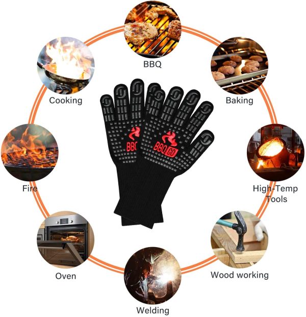 Inkbird BBQ Gloves Heat Resistant, 1472?H Extreme Heat Resistant Grill Gloves, Long Wrist Protect, Non-Slip Silicone, Barbecue Gloves for Cooking BBQ - Image 5