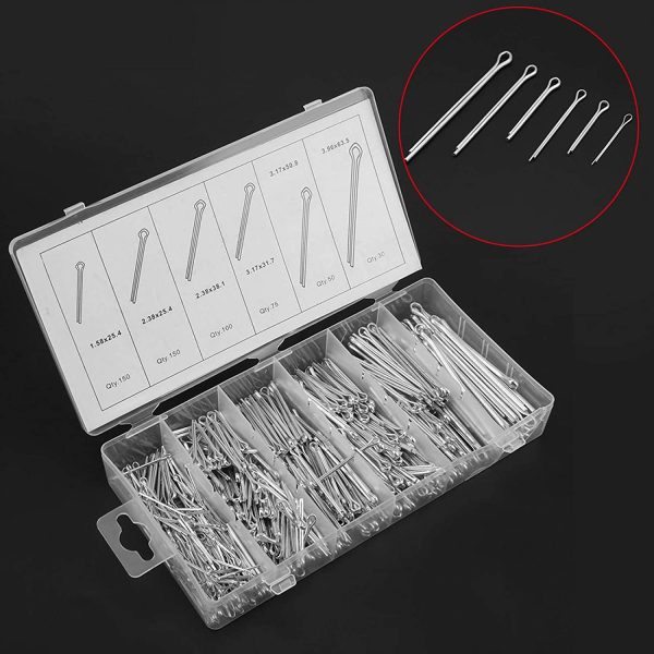 Cotter Pins, 555Pc/Set Zinc Plated Cotter Pins Mechanical Hitch Hair Tractor Fastener Clip Kit with Case, Steel Cotter Pin Clip Key Fastner Fitting Assortment Kit - Image 2