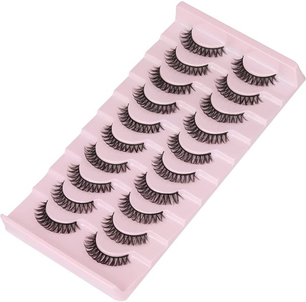 False Eyelashes Russian Strip Lashes Natural Wispy Fluffy Lashes 3D Effect Fake Eyelashes 10 Pairs Pack by Wiwoseo - Image 3