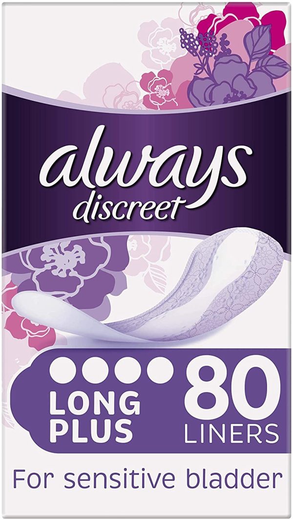 Always Discreet Incontinence Liners Women, 80 High Absorbency Liners (20 x 4 Packs), Thin and Flexible, Long Liners for Sensitive Bladder - Image 2