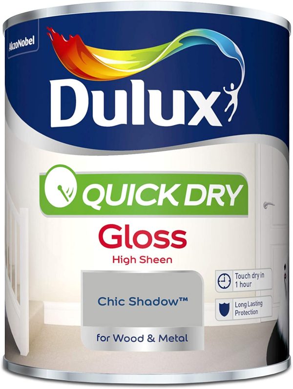 Dulux Quick Dry Gloss Paint For Wood And Metal - Chic Shadow 750Ml - Image 3