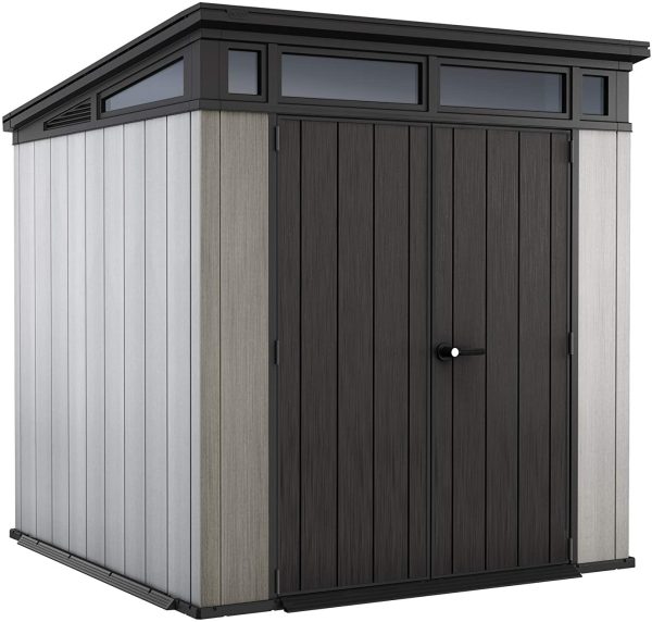 Keter Artisan Pent Outdoor Garden Storage Shed, Grey, 7 x 7 ft - Image 2