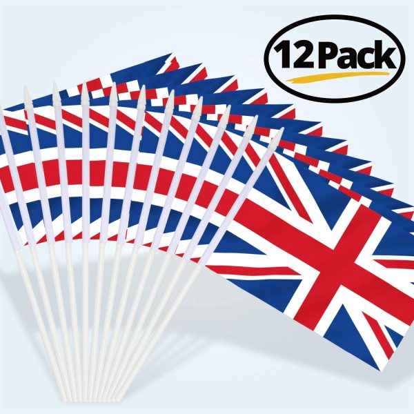 British Union Jack Stick Flag, ANLEY Great Britain 5x8 inch (12 X 20cm) HandHeld Mini Flag With 12" (30cm) White Solid Pole - Vivid Color and Fade Resistant - UK 5 x 8 inch Hand Held Flags With Spear - Image 6