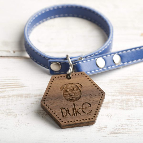 Personalised Wooden Dog Tag or Cat Tag ID Identification Pet Tag