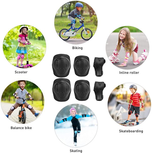 KUYOU Kids Knee Pads Set,6 in 1 Kit Protective Gear Knee Elbow Pads with Adjustable Wrist Guards Toddler Children Protection Safety for Rollerblading BMX Bike Bicycle - Image 8