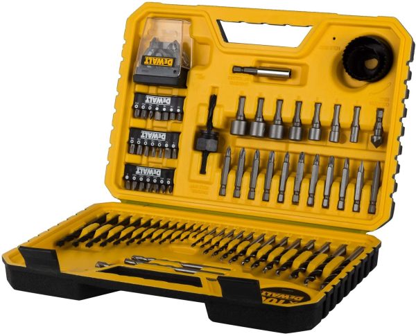 DEWALT DCD796P2-GB DCD796P2 Combi Drill 18V XR Brushless Compact Lithium-Ion (2 x 5.0Ah Batteries), 18 V, Yellow/Black, One Size & DT71563-QZ Combination Drill BIT Set 100 Piece Set