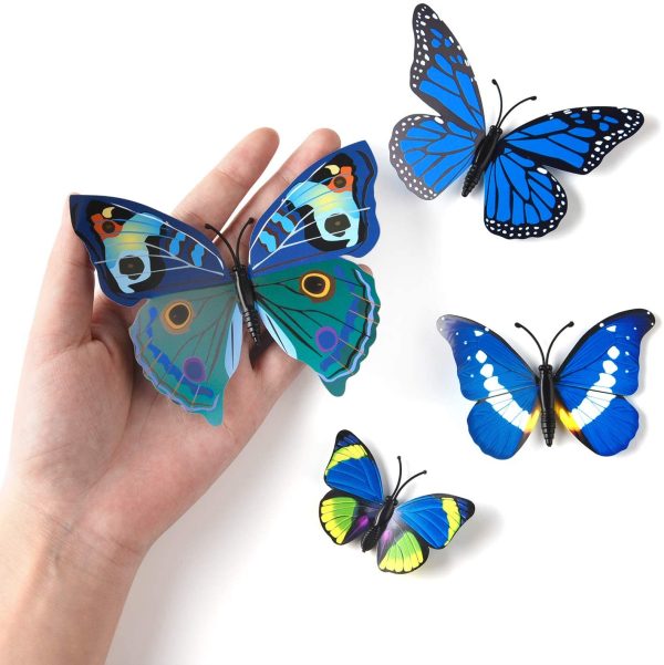 36 Pieces 3D Butterfly Wall Stickers Wall Butterflies Girls Bedroom Accessories Multi-Color Optional (Blue) - Image 3