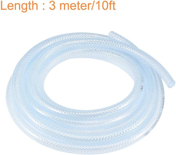 Braided PVC Tubing, 1/4"(6mm) ID 3/8"(10mm) OD 10ft Flexible Clear Water Hose - Image 4