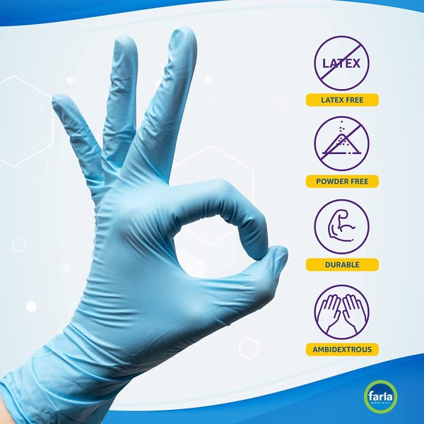 MediHands Nitrile Gloves Small, Blue Heavy Duty Disposable Gloves, Powder Free, Latex Free, and Protein Free, Medical, Food, Multi Use, Pack of 100 - Image 2