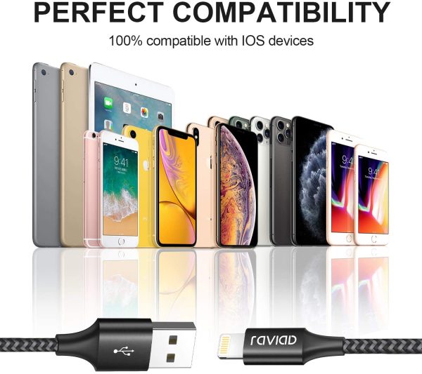 RAVIAD iPhone Charger Cable Lightning Cable 2Pack 2M iPhone Charger Nylon Braided Fast iPhone Charging Cable Lead for iPhone 11 Pro Max XR XS X 8 Plus 7 Plus 6s Plus 6 Plus 5s 5 SE 2020 - Image 6