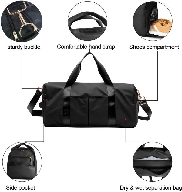 ICEIVY Dry Wet Separated Gym Bag, Sport Gym Duffle Holdall Bag Training Handbag Yoga bag Travel Overnight Weekend Shoulder Tote Bag with Shoes Compartment