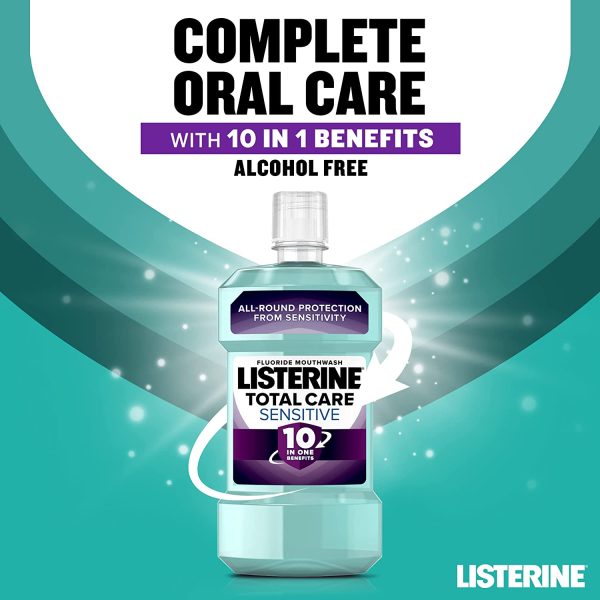 Listerine Total Care 10 in Sensitive Mouthwash, Blue, Mint, 500 ml (Pack of 1)