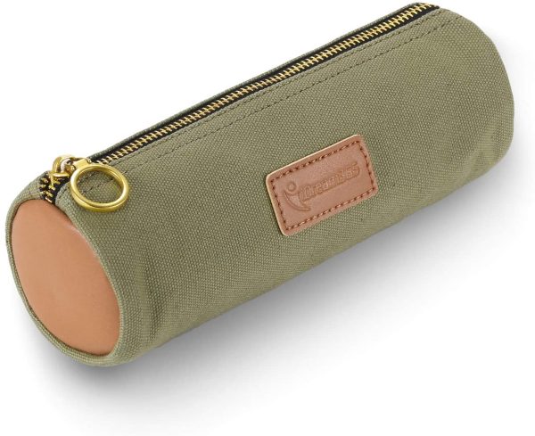 Canvas Simple Pencil Case Bag Pouch??Durable with Brass Zipper,Match Color Design-Green - Image 8