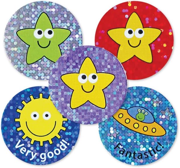 28mm Sparkly mixed praise stickers, pack of 54 from The Sticker Factory.